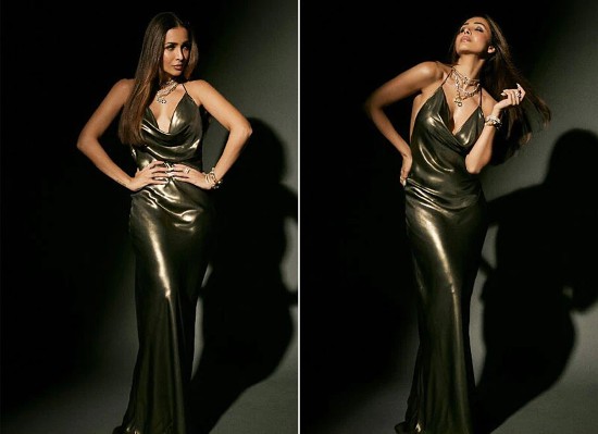 It's Hard To Glance Away From Malika Arora In A Stunning Metallic Slip Dress